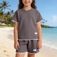 thumbnail image 4 of SGFCWSX Boys 2 Piece Outfits Waffle Knit Short Sleeve T-shirt and Shorts Set Summer Casual Athletic Clothes with Pockets Coffee Size 5T, 4 of 7
