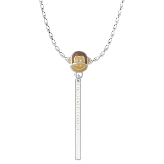 Delight Jewelry Silvertone I Believed I Could Thin Bar Mia Monkey Charm Necklace