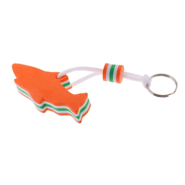 Llavero flotante de EVA azul/naranja con forma de delfín.
