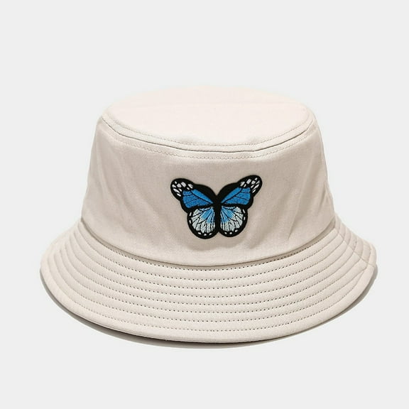 Lroveb Bucket Hats for Women Butterfly Printing Sunshade Fisherman Hat Basin Outdoor Hat