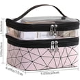 thumbnail image 2 of Double Layer Makeup Bag with Separate Pocket, Travel Organizer for Cosmetic Brush Lipstick (Waterproof, Large Capacity), 2 of 5