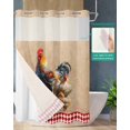 thumbnail image 2 of No Hook Shower Curtain with Snap in Liner, Hen Cock and Chick Farmhouse Chicken Oil Painting Red Plaid Shower Curtains for Bathroom, Washable Shower Curtain Liner Set with Mesh Top Window, 66"x72", 2 of 6