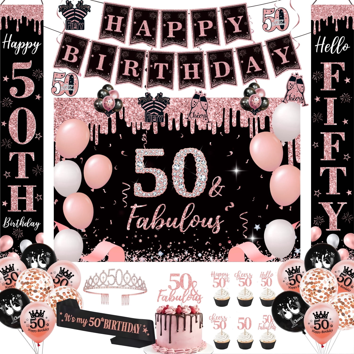 Happy Greetings 50th Birthday Decoration Kit, 45 Pieces photo 1