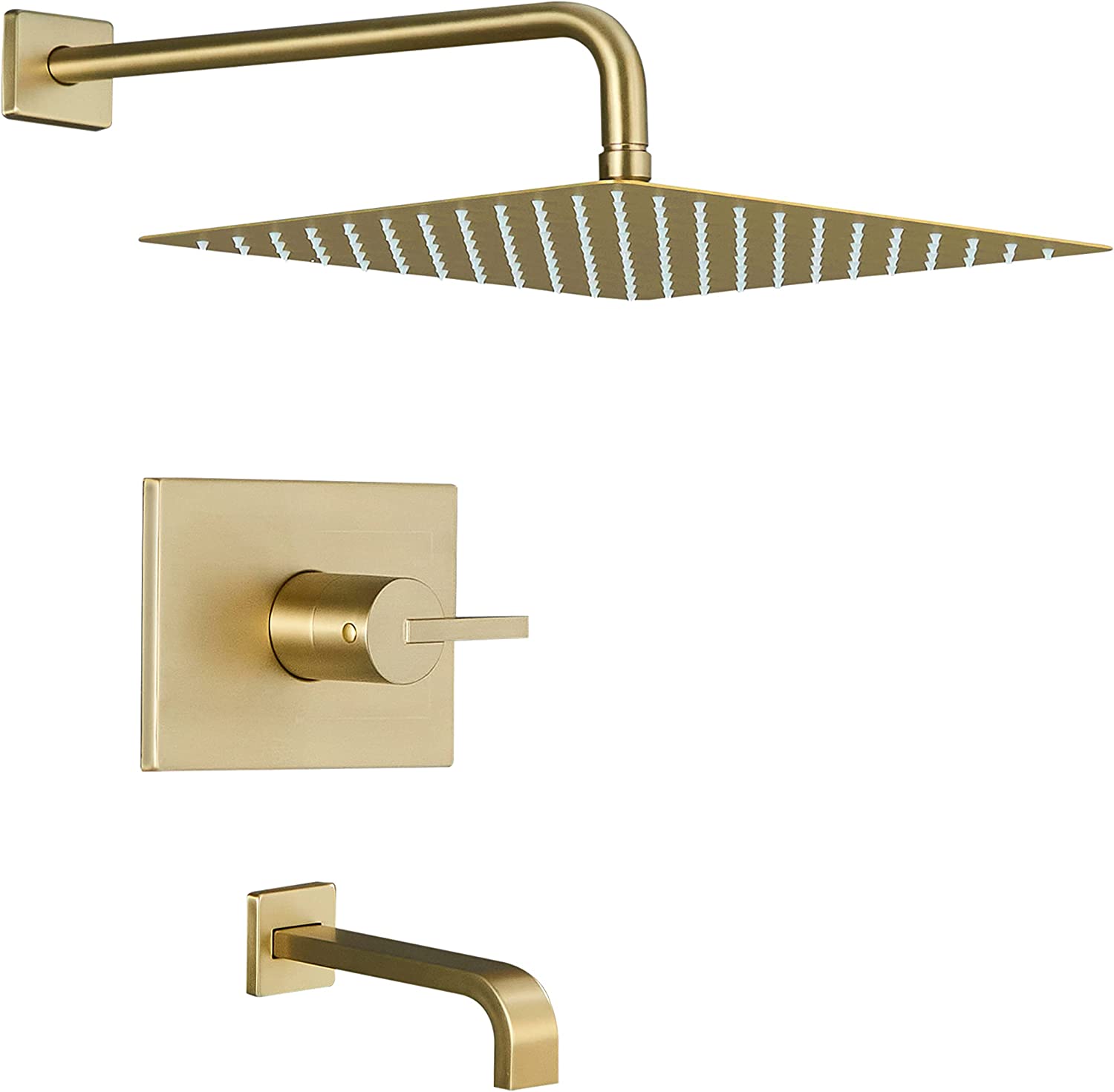 Brushed Gold Shower Fixtues Tub and Shower Set Combo with 12 Inch Gold