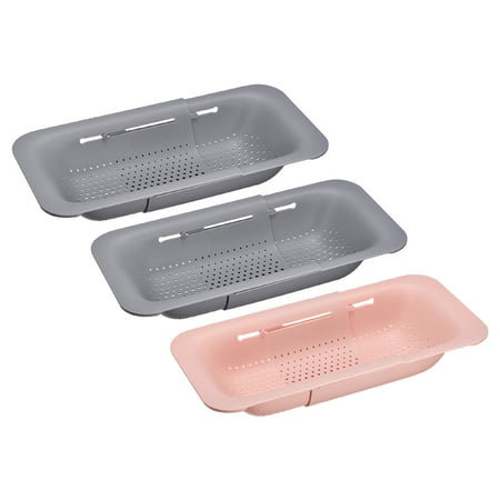 

Uxcell Collapsible Colander Over the Sink Drain Strainer Extendable Basket for Fruits Vegetables Pasta Gray Pink 3 Pcs