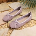thumbnail image 5 of Abomasnow Womens Flock Bow Decor Square Toe Slip‑On Ballet Flat Shoes Casual Lightweight Going Out Shoes, 5 of 9