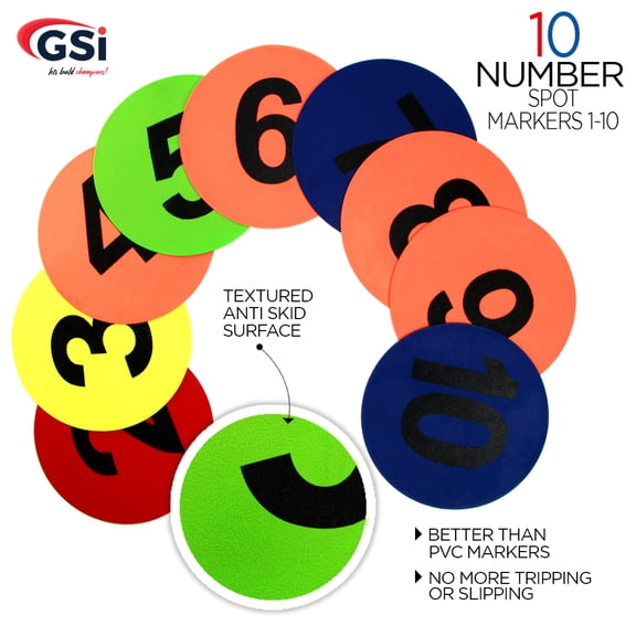 GSi 8-Inch Round TPR Anti-Skid Spot Markers – Durable, Non-Toxic Floor Dots for Fitness, PE, Gym Training and Movement Drills