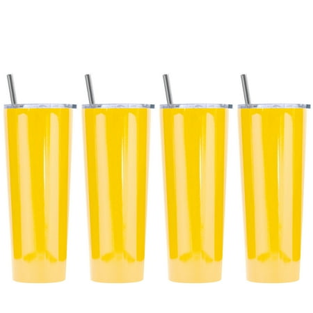 

Ezprogear 26 oz Stainless Steel Glossy Mango Slim Vacuum Insulated Glossy 4 Pack Tumbler (Glossy Mango)