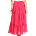 thumbnail image 2 of Sakkas Takara Maxi Broomstick Cascading Peasant Skirt with Elastic Waist - Fuchsia - OS, 2 of 5