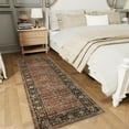 thumbnail image 4 of Garvee 2'x6' Vintage Floral Runner Rugs Oriental Carpet, Washable Rug Non Slip Stain Resistant Rug Low Pile Indoor Mats for Hallway Bedroom Kitchen, Brown, 4 of 7