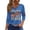 Blue, variant on 250 Years American Flag Women's Henley Shirt 1776-2026 USA 250th Anniversary 3/4 Sleeve V Neck Button Down Tee