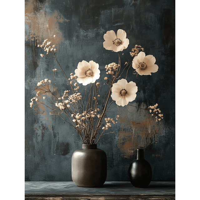 Qisvanset 12x16 Inch Dark Wildflower Botanical Canvas Wall Art, Minimalist Gallery Art Modern Farmhouse Home Decor