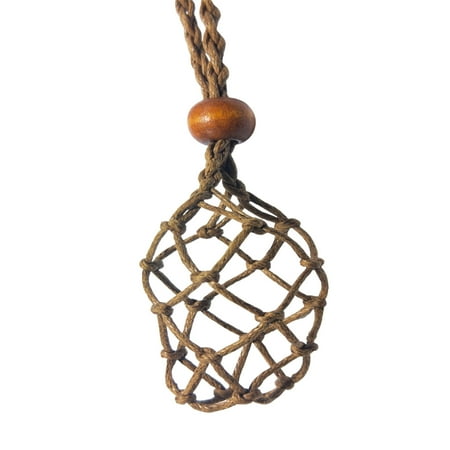 

Geruite Crystal Necklace Holder | Adjustable Cord Necklace Pendent Holder | Wax Rope Empty Stone Holder DIY Necklace Healing Stone Net Bag Pendant Mesh Bag for Quartz Rough Stone Ore