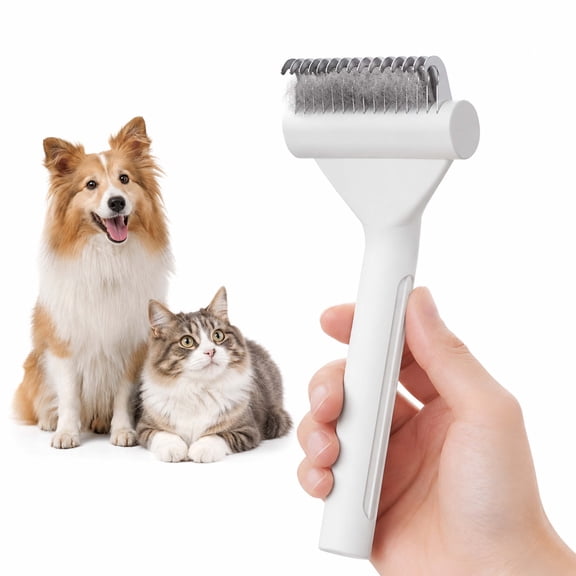 HEDUNIE Deshedding Grooming Brush Undercoat Rake Pet Dematting Comb White