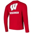 thumbnail image 3 of Men's Colosseum Red Wisconsin Badgers Logo Lockup 3-Hit Active Blend Long Sleeve T-Shirt, 3 of 3