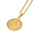 thumbnail image 2 of Men's Gold Compass Pendant & Curb Chain Stainless Steel Necklace Set, 2 of 6