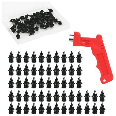 

56PCS 1/4Inch Carbon Steel Track Spikes Replacement with Spikes Wrench Tool Shoe Spikes Running Spikes for Sports Shoes