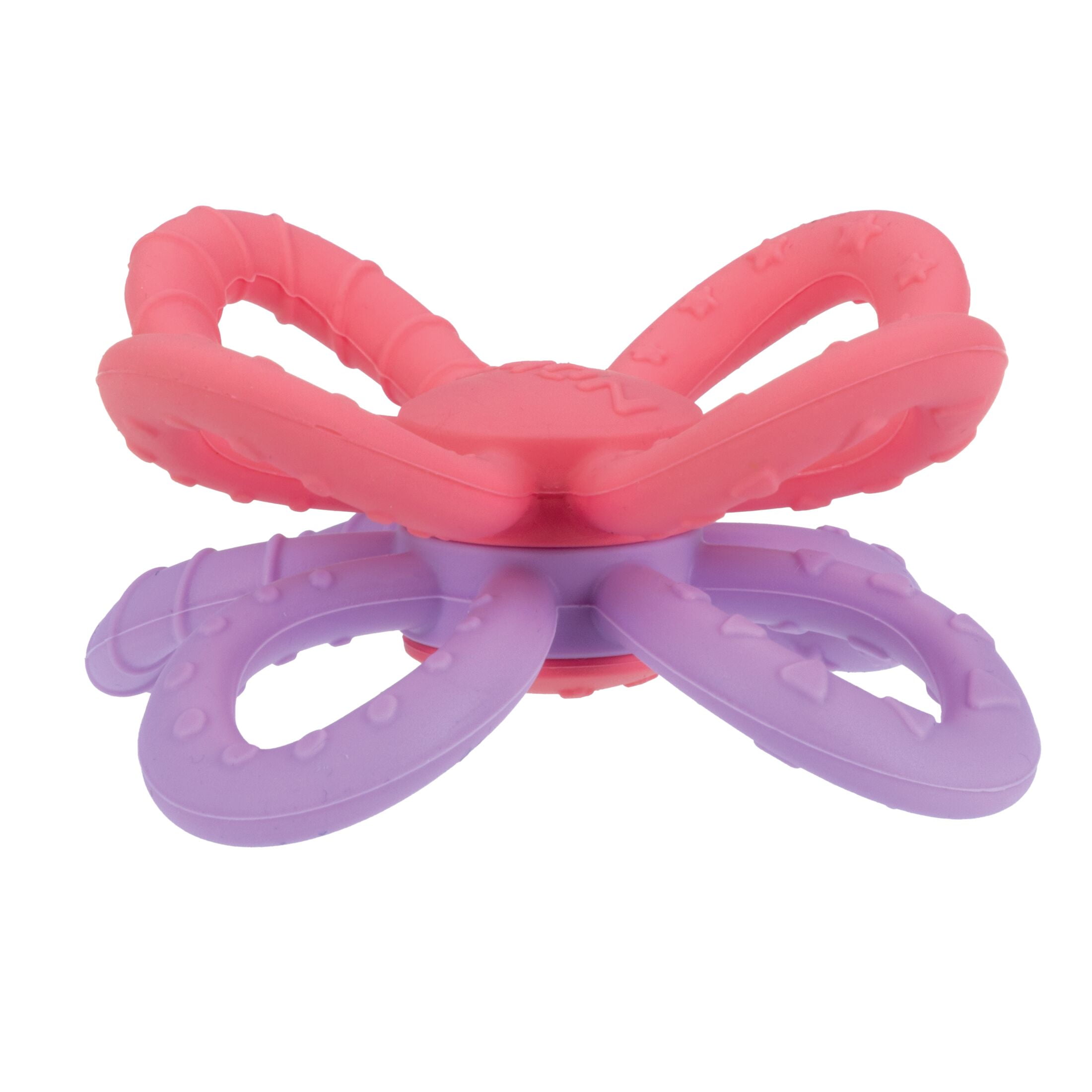 Nuby Fun Loops Silicone Teether Toy for Babies and Toddlers, Pink & Purple
