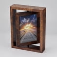 thumbnail image 3 of WWS-2 Pack Cadres Photo Flottants Rotatifs Rustiques 4x6, Cadres Photo pour Affichage Vertical Ou Horizontal sur Table, Marron, 3 of 4