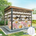 thumbnail image 4 of 2 Panels Outdoor Curtains for Patio Waterproof 54"x108" Spring Bees Daisy Weatherproof Privacy Outsides Curtains, Rustic Tulips Dots Brown Striped Burlap Grommet Thermal Drapes for Cabana Porch, 4 of 8