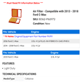 thumbnail image 2 of Air Filter - Compatible with 2013 - 2018 Ford C-Max 2014 2015 2016 2017, 2 of 2