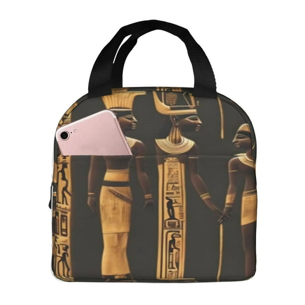 Easygdp Ancient Egyptian Hieroglyph Bolsa Térmica Premium - Tela Oxford Impermeable, Gran Capacidad, Bolsillo Frontal, Unisex para Trabajo, Escuela, Actividades al Aire Libre y Picnics