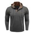 thumbnail image 4 of FRSASU Men's Causal Pullover Hoodie Lightweight Solid Color Hooded Sweatshirt Tops Long Sleeve Henley Shirt with Pocket Dark Gray, 4 of 7