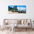 thumbnail image 3 of Wall Art Set of 3 - Traditional Thai Boats at The Beach of Krabi Province - Perfect for Modern Home Decor - Ideal Wall Decor for Living Room Bedroom Bathroom and Office (12"x16"x3), 3 of 6