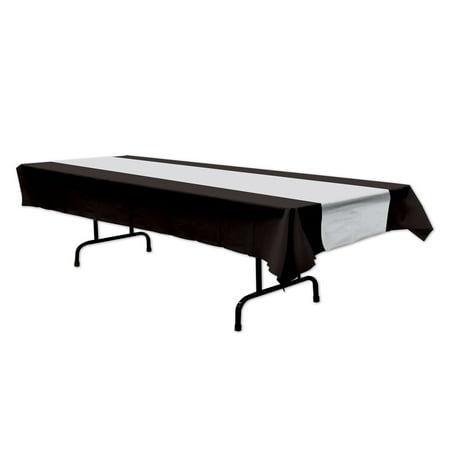 

Beistle Club Pack of 12 Black & Silver Tablecovers 54 x 108