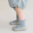 thumbnail image 2 of Ferjadq Baby Sock Shoes Soft Rubber Sole Non Slip Knit Upper Indoor Outdoor Learning Walk Socks for Infant Blue,0-6 Months, 2 of 6