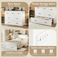 thumbnail image 4 of Bed Cabinet with Charging Station, Multi-Functional Foldable Platform Bed with 1 Large Storage Drawer for Guest Room, Small Bedroom, White, 4 of 7