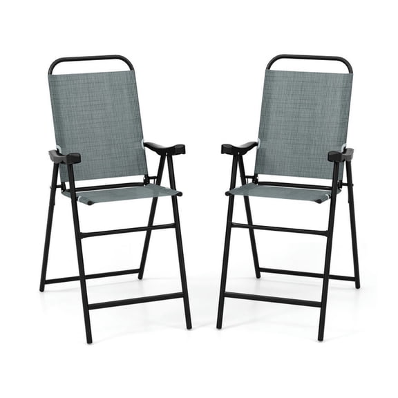 Aimee Lii Patio Folding Bar Stool Set of 2 with Metal Frame and Footrest, Outdoor Patio Furniture for Balcony Porch Backyard, Sturdy-Blue