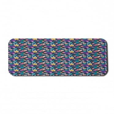 Floral Computer Mouse Pad, Digitally Generated Tropical Scene of Endemic Flowers and Leaves, Rectangle Non-Slip Rubber Mousepad Large, 31" x 12" Gaming Size, Multicolor, by Ambesonne
