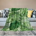 thumbnail image 2 of RUIYC Tropical Throw Blanket, Palm Leaf Flannel Blanket, Summer Palm Tree Leaves Decor Plush Blanket, Flannel Blanket Green White Throw, 2 of 6
