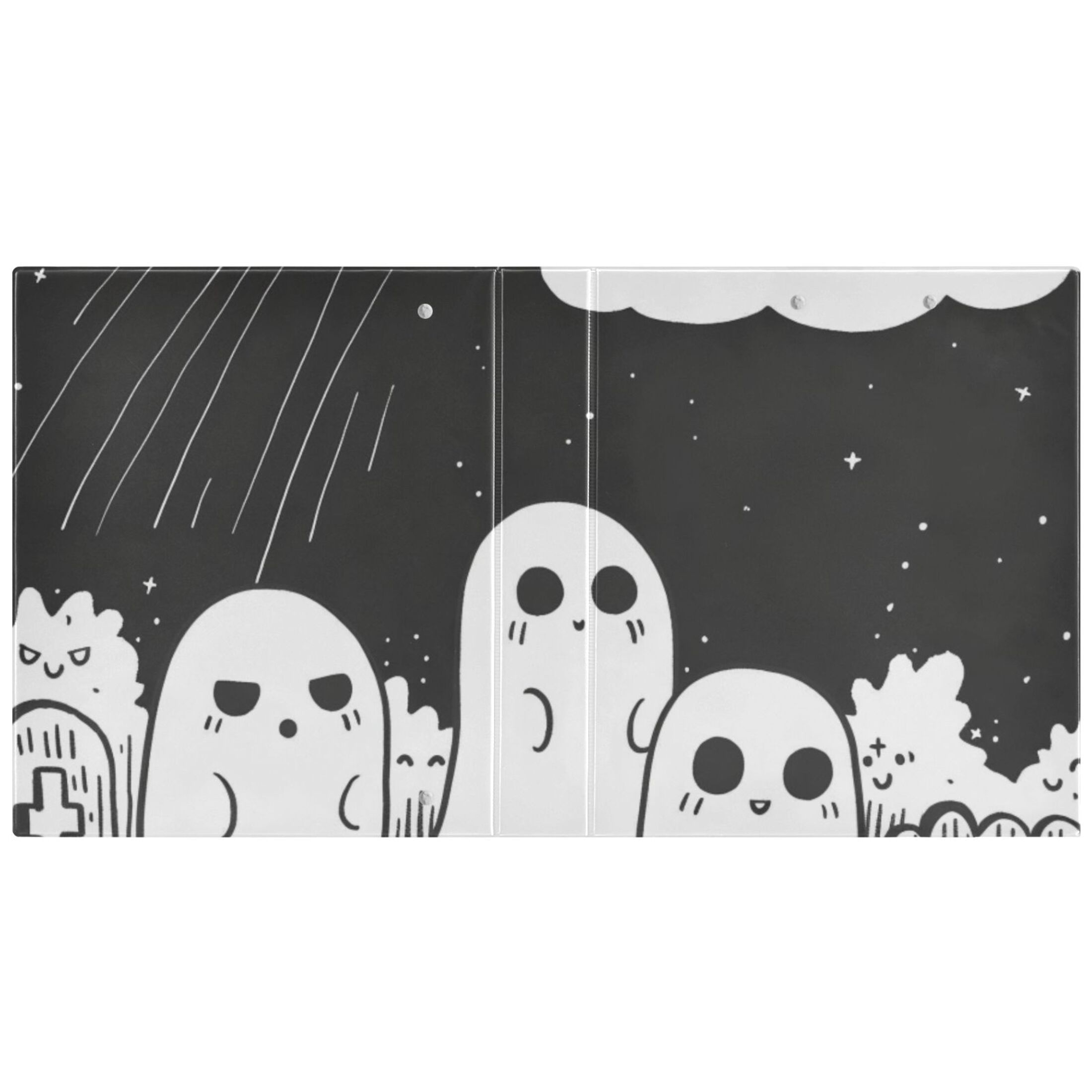 Gosts Clouds 3 Ring Binders 1.5 inch Hardcover File Folders with Interior Pockets A4 Size Organizer for School Office Hospital