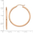 thumbnail image 2 of 14k Rose Gold 2mm Polished Hoop Earrings - 1.9 Grams - Measures 35mm long 2mm Thick, 2 of 2