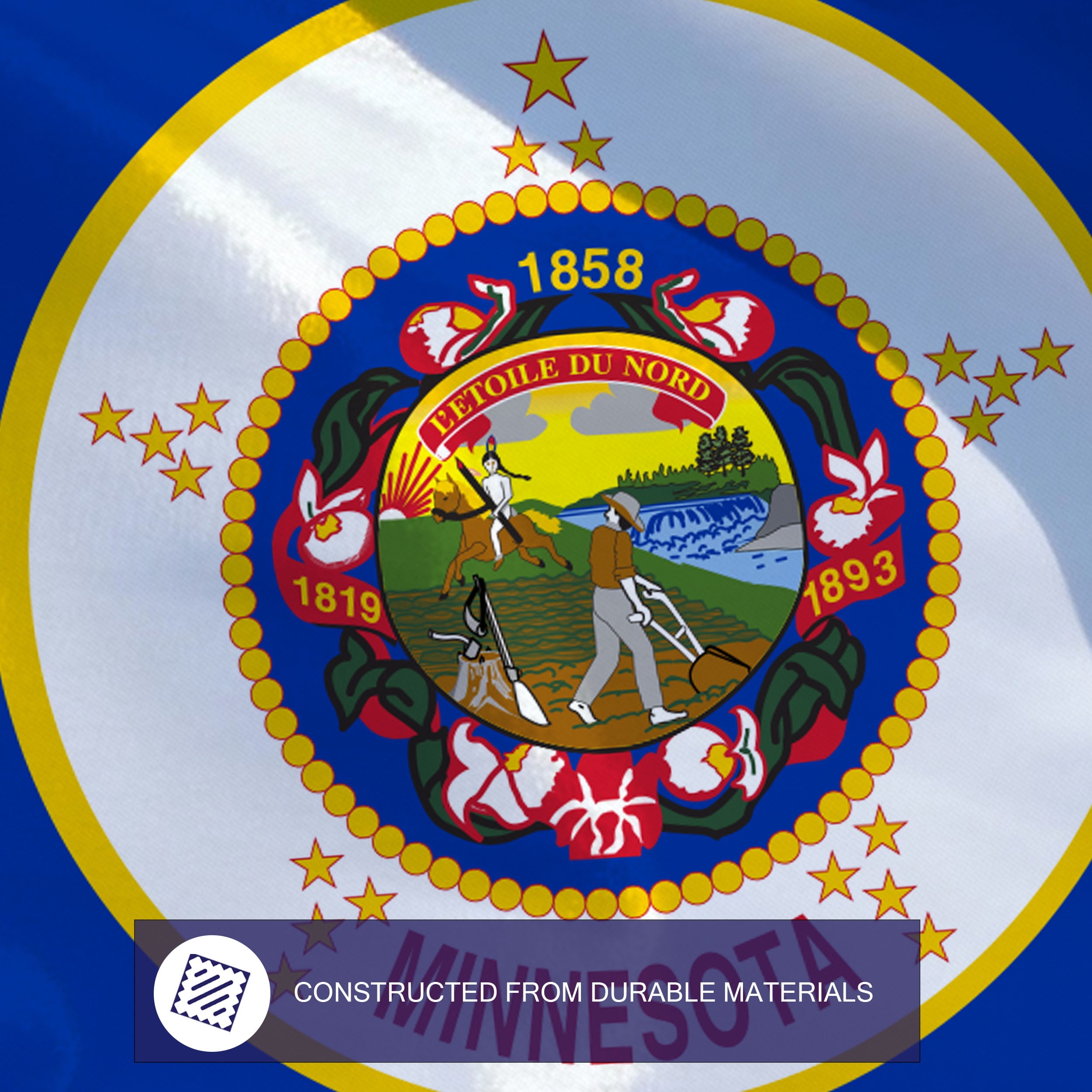 AGAS Minnesota State Flag 3x5 Ft – 200D Nylon Fade-Resistant with Brass Grommets & Stitched Edges.