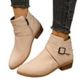 thumbnail image 5 of Khaki Women'S Short Boots Casual Style Pointed Toe Side Zipper Thick Heel Low Heel For Daily Wear, 5 of 9