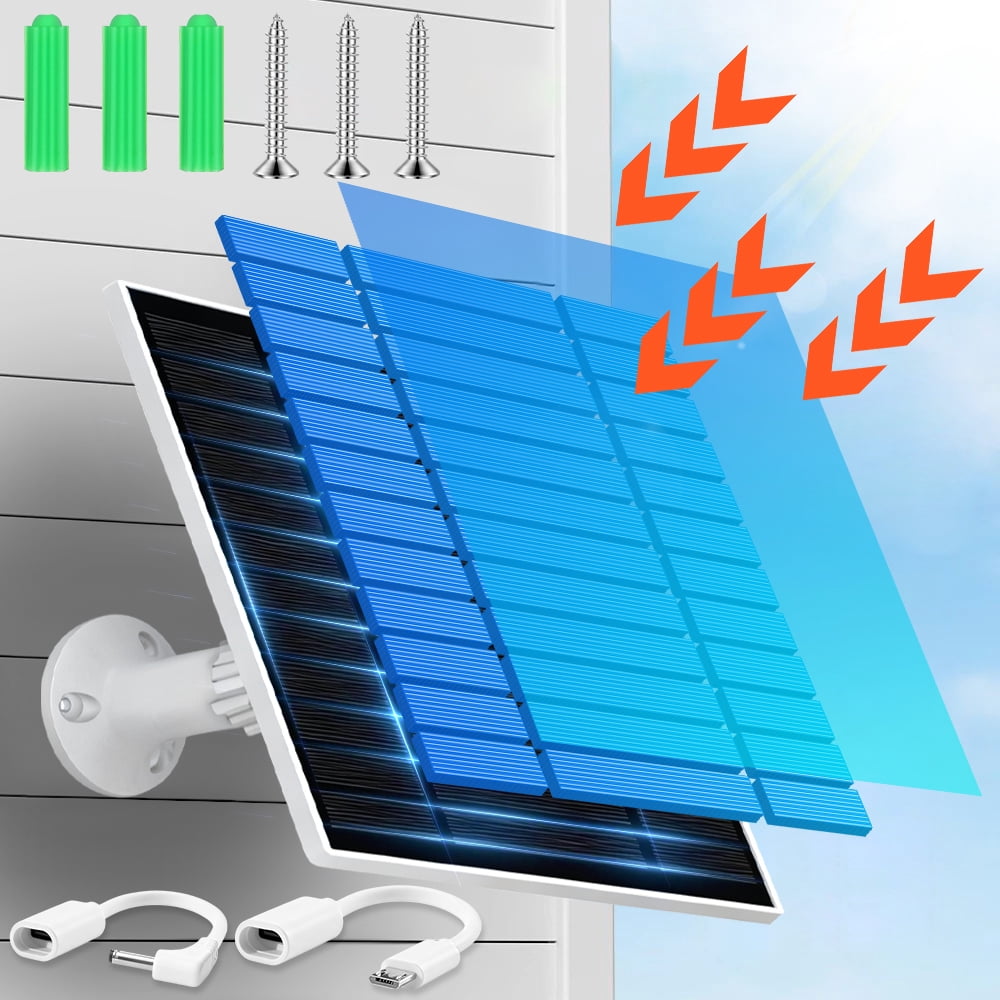 Outdoor 5.7V Solar Panel Charger Monocrystalline PET Micro USB Type C DC Kit with Bracket and Installation Screws