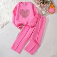 thumbnail image 4 of fnnxnal Girls' Hot Pink Sequin Heart 2-Piece Tracksuit (Top+Pants) 6-12Y, Nylon Spandex Soft Outfit for School/Daily Wear, Sizes 130-170,Size 7-8T, 4 of 5