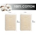 thumbnail image 2 of TreeWool, Cotton Bath Rugs with Crochet Border, Reversible Rectangle (17" x 24", Beige, 2-Pack), 2 of 7