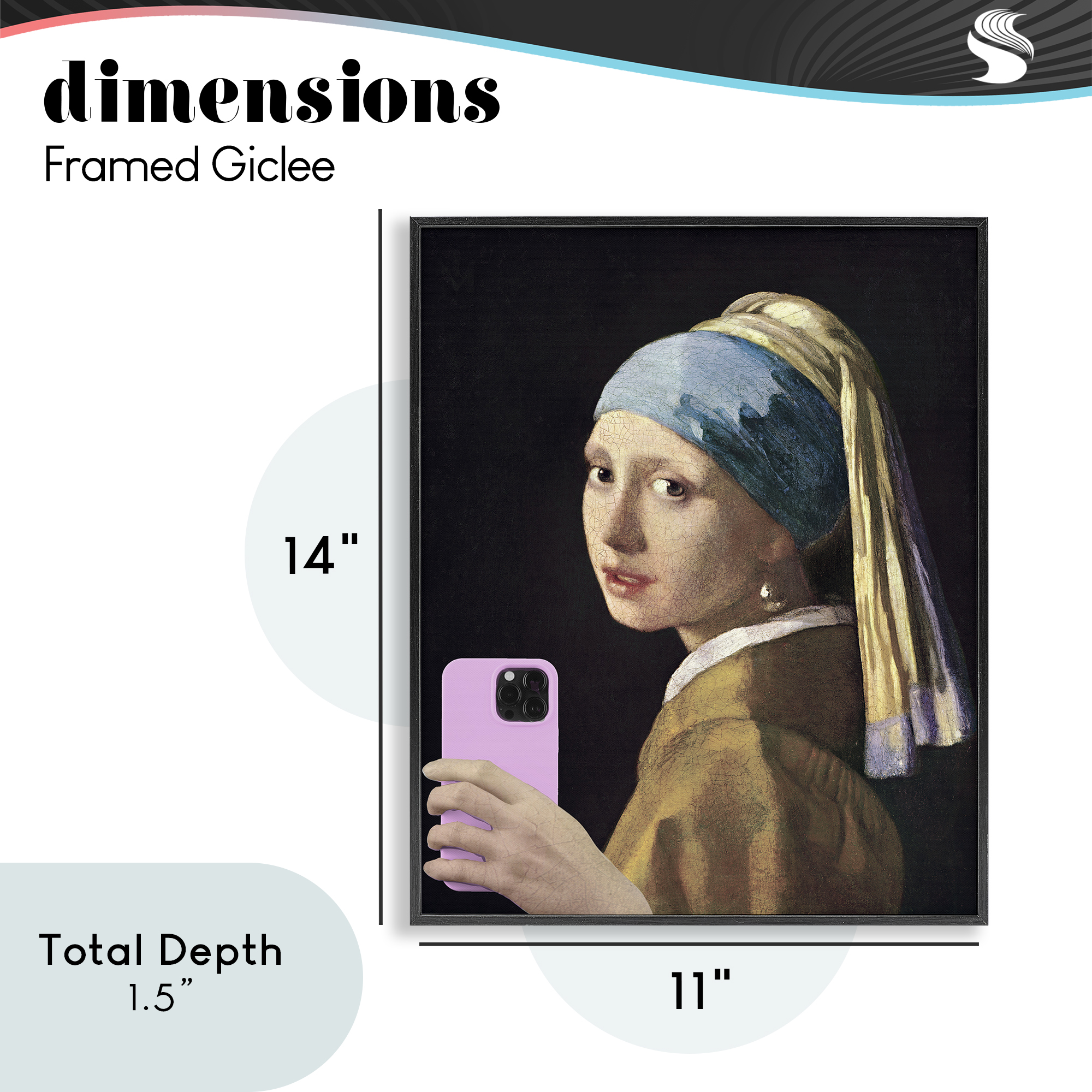 Girl With Pink Phone Funny Black Framed Giclee Art, design by Masters Redux
