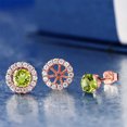 thumbnail image 2 of Gem Stone King 1.49 Ct Round Green Peridot 18K Rose Gold Plated Silver Earrings, 2 of 3