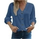 thumbnail image 3 of Ropa para chicas adolescentes,Blusa informal de poliéster con cuello en V y mangas largas con cordones para mujer, corte holgado para uso diario, sopatenor, 3 of 9