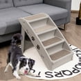 thumbnail image 3 of Gymax Folding Plastic Pet Stairs 4 Step Ladder for Small Dog & Cats Grey, 3 of 10
