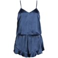 thumbnail image 7 of Yourumao Satin Pajama Set for Women Two Piece Crop Camisole Tops and Ruffle Hem Shorts Silky Pajama Sets Solid Silk Pjs for Loungewear, 7 of 7
