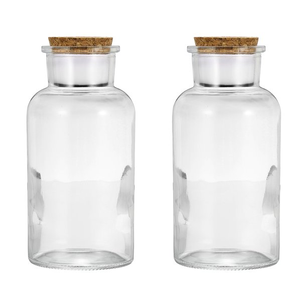 Uxcell 2Pcs 500ml Botella de Reactivo de Vidrio con Tapón de Madera, Botella de Almacenamiento de Medios para Agua Líquida, Experimento de Química, Jarrón de Perfume