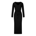 thumbnail image 3 of GigrtiJin Women Casual Ribbed Knit Dress Long Sleeve V Neck Casual Maxi Dress Long Sweater Fall Winter Plus Size Dress, 3 of 5