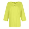 thumbnail image 4 of Womens Tops 3/4 Length Sleeve Button Henley V Neck Solid Dressy Casual T Shirts Summer Cute Trendy Pullover Tunic Blouses Z001-Green S, 4 of 4