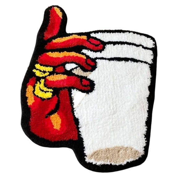 Holding Cup in Hand Vintage Tufted Bedroom Rug Soft Fluffy Mat Funny Bedside Carpet Floor Anti Slip Pad Aesthetic Home Boys Room (33.46X23.62 in)